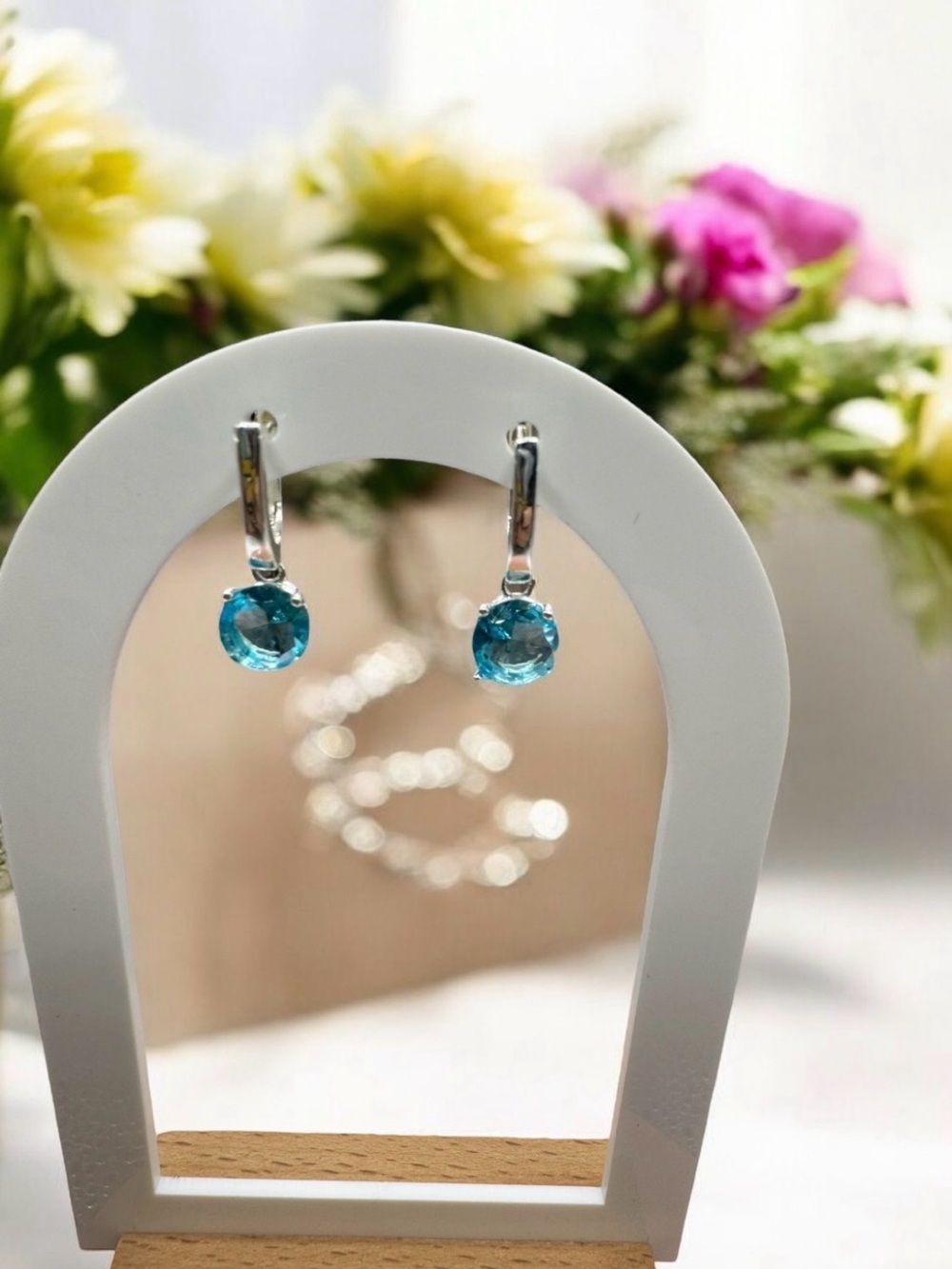 Elegant Silver and Blue Earrings 925